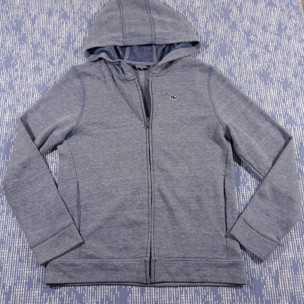 Vineyard Vines Kids Boys Hoodie Jacket Size Large 16 Blue Full Zip Cotton Blend